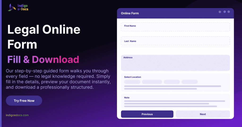 online forms — generate legal document— Indigo e-Docs