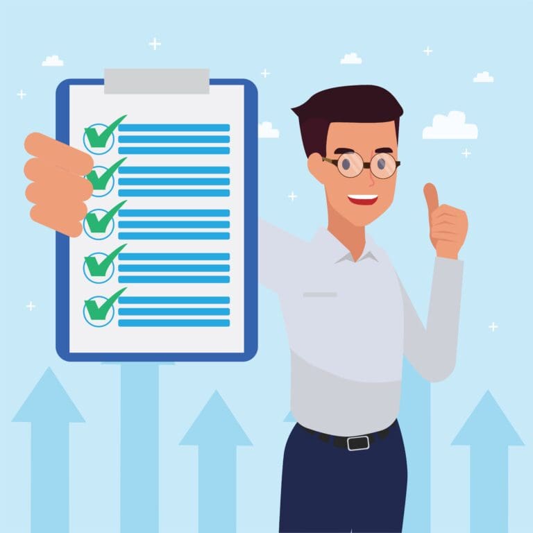 Happy corporate man done his job as vison & mission and celebrating