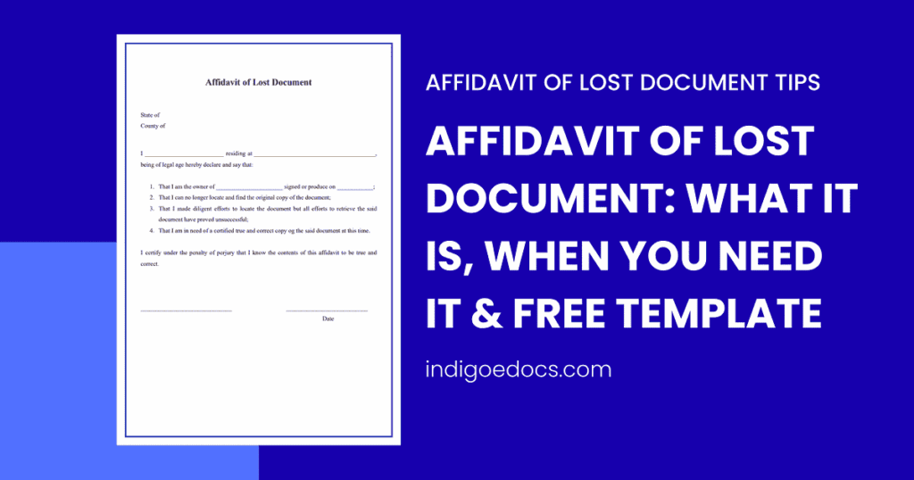 Affidavit of Lost Document What It Is, When You Need It & Free Template